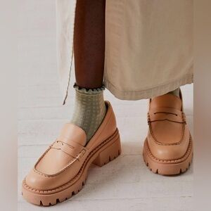 Free People Brown Lyra Lug Sole Loafers